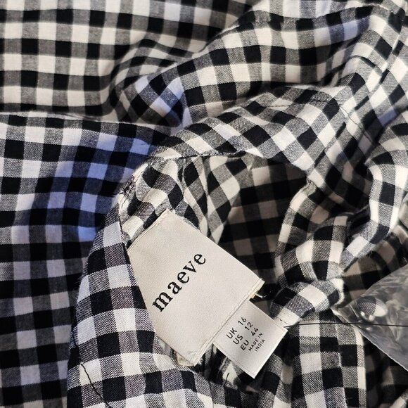 Anthropologie Maeve Halter Gingham Romper Size 12 Black White Sweetheart NWT - Picture 7 of 11